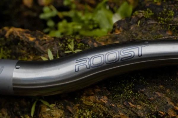 Roost titanium handlebars Roost logo close up 2