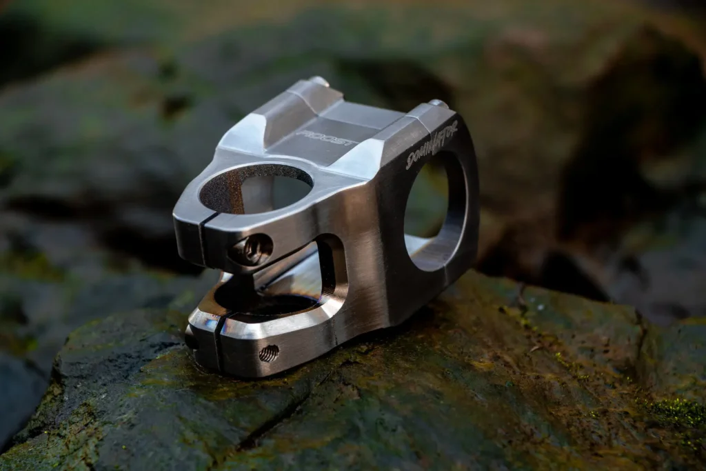 Roost dominator titanium stem right side on rocks - roost bike - roost bike Roost Dominator Titanium Stem right side on rocks